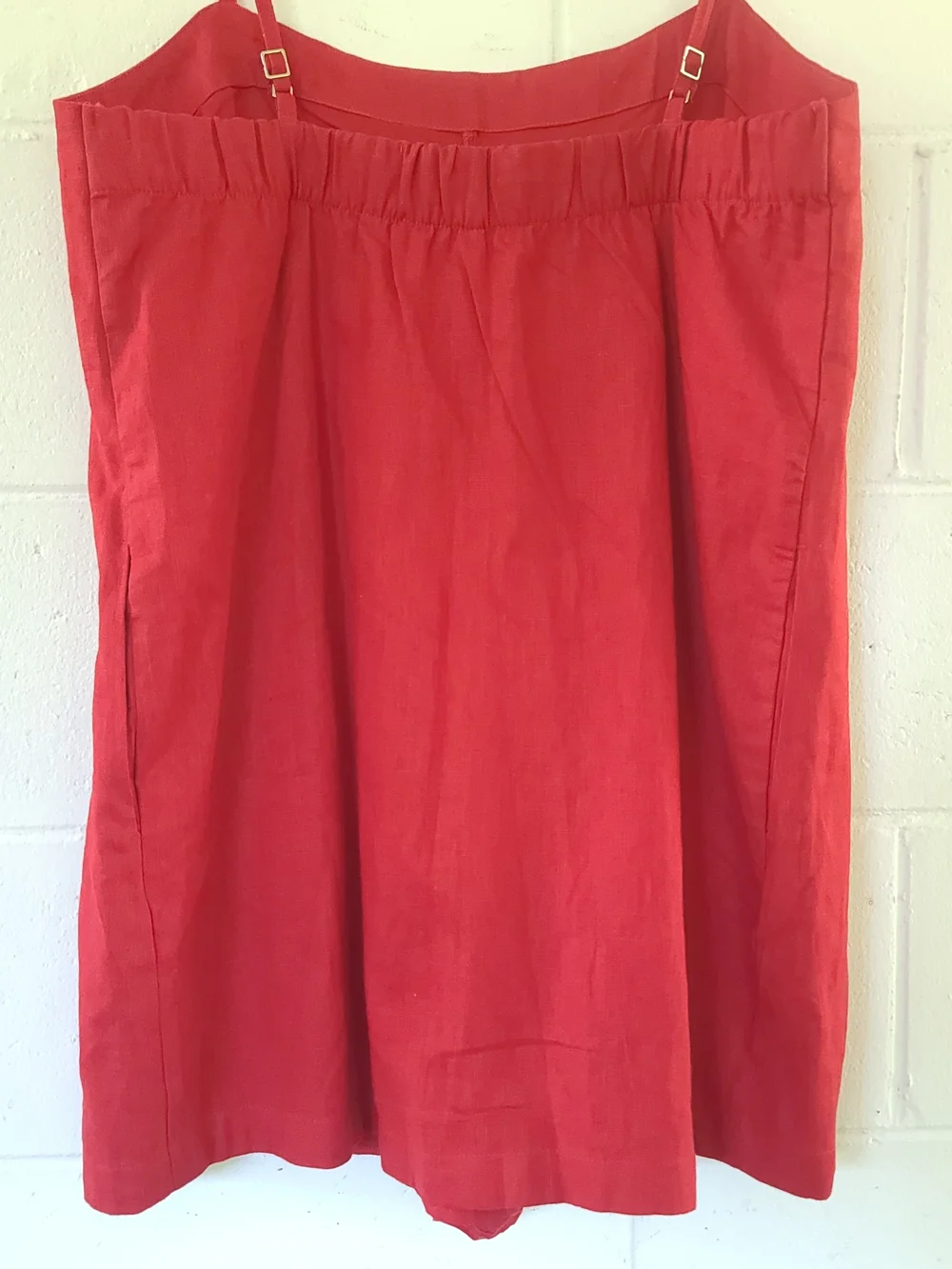 Abercrombie & Fitch Linen-Blend Button Dress Skort Vivid Red Size LG NWT